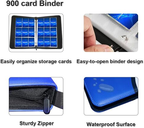 Card Card Card Binder 4 Lockets ، 400 Pocket Card Card With 50 Sleeves Aledable ، حامل ألبوم Card Card Collector Zipper ، مجلد بطاقة لـ MTG ، TCG ، بطاقات رياضية (400 بلو) in Saudi Arabia