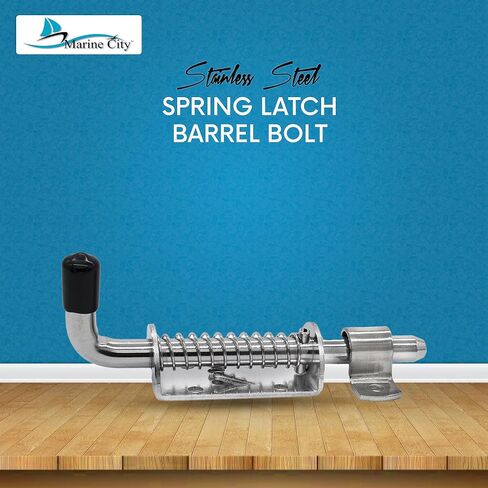 MARINE CITY 304 Grade Stainless Steel Heavy Duty Strong Durable Spring Latch Barrel Bolt with Cradle 6 inches for Marines – Boats – Yachts – Garage Accessories (Pack of 1) in Saudi Arabia