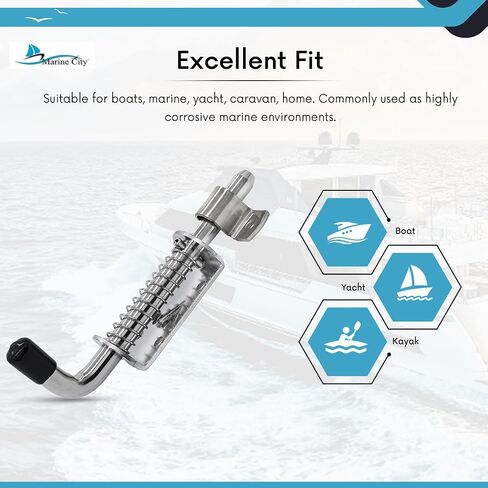 MARINE CITY 304 Grade Stainless Steel Heavy Duty Strong Durable Spring Latch Barrel Bolt with Cradle 6 inches for Marines – Boats – Yachts – Garage Accessories (Pack of 1) in Saudi Arabia