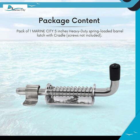 MARINE CITY 304 Grade Stainless Steel Heavy Duty Strong Durable Spring Latch Barrel Bolt with Cradle 6 inches for Marines – Boats – Yachts – Garage Accessories (Pack of 1) in Saudi Arabia