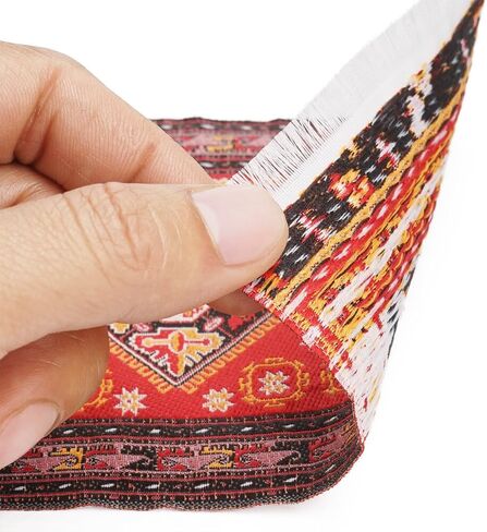 Odoria Dollhouse Area Rug Miniature: 1/12 Scale Throw Accent Rug Oriental for Vintage Living Room Kitchen - Mini Floor Carpet Border Geometric Red in Saudi Arabia