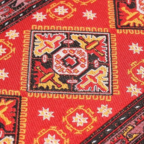Odoria Dollhouse Area Rug Miniature: 1/12 Scale Throw Accent Rug Oriental for Vintage Living Room Kitchen - Mini Floor Carpet Border Geometric Red in Saudi Arabia