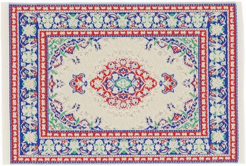 Odoria Dollhouse Area Rug Miniature: 1/12 Scale Throw Accent Rug Oriental for Vintage Living Room Kitchen - Mini Floor Carpet Border Geometric Red in Saudi Arabia