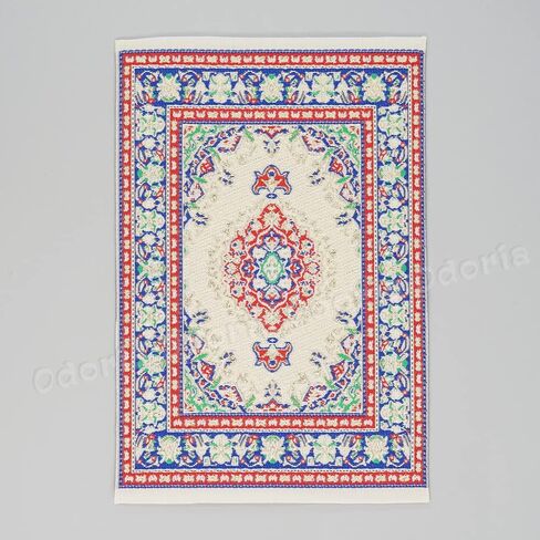 Odoria Dollhouse Area Rug Miniature: 1/12 Scale Throw Accent Rug Oriental for Vintage Living Room Kitchen - Mini Floor Carpet Border Geometric Red in Saudi Arabia