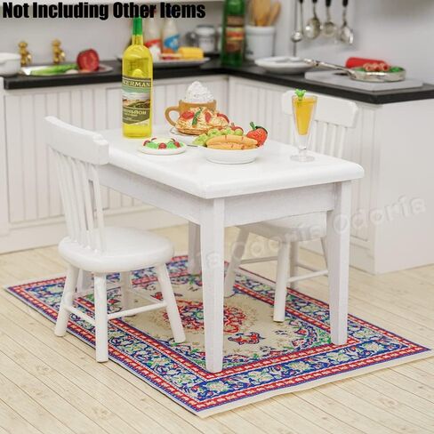Odoria Dollhouse Area Rug Miniature: 1/12 Scale Throw Accent Rug Oriental for Vintage Living Room Kitchen - Mini Floor Carpet Border Geometric Red in Saudi Arabia