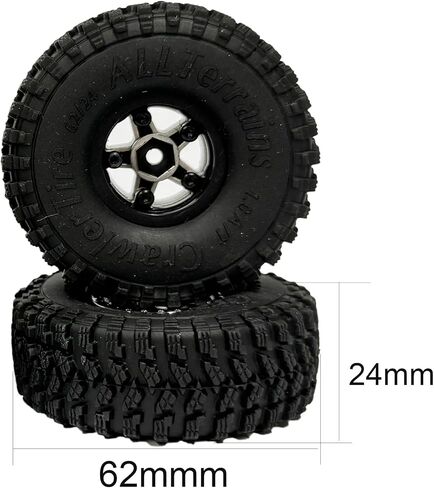 4PCS 1.0inch Wheel Tires and Plastic 5-Spokes Beadlock Wheel Rim Set for Axial AX24 SCX24 FCX24 TRX4M All 1/18 1/24 Scale RC Crawler Car Upgrade Parts Accessories (Silver) in Saudi Arabia
