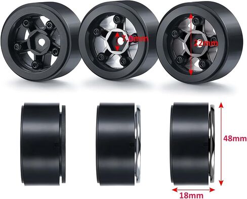 4PCS 1.0inch Wheel Tires and Plastic 5-Spokes Beadlock Wheel Rim Set for Axial AX24 SCX24 FCX24 TRX4M All 1/18 1/24 Scale RC Crawler Car Upgrade Parts Accessories (Silver) in Saudi Arabia
