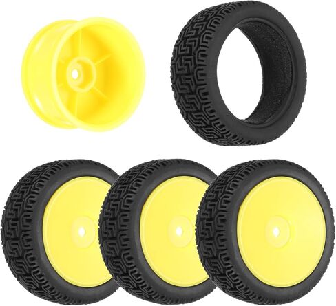 UXCELL 4-PAIR عالية الضعف RC Car Tyre & Wheel String لسيارات جولة على الطريق 1/10-إطارات مطاطية ناعمة مع محاور 12 مم ، أسود/أصفر in Saudi Arabia