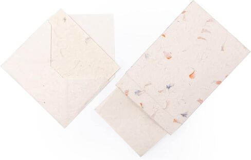 HIMALAYAN BAZAAR Lokta Paper Greeting Cards and Envelope Set - Ecofriendly Stationary Blank Note Cards | All Occasion Greeting Cards | Handmade in Nepal in Kuwait