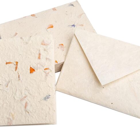 HIMALAYAN BAZAAR Lokta Paper Greeting Cards and Envelope Set - Ecofriendly Stationary Blank Note Cards | All Occasion Greeting Cards | Handmade in Nepal in Kuwait