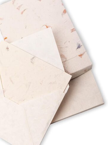 HIMALAYAN BAZAAR Lokta Paper Greeting Cards and Envelope Set - Ecofriendly Stationary Blank Note Cards | All Occasion Greeting Cards | Handmade in Nepal in Kuwait