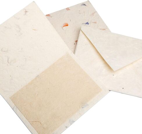 HIMALAYAN BAZAAR Lokta Paper Greeting Cards and Envelope Set - Ecofriendly Stationary Blank Note Cards | All Occasion Greeting Cards | Handmade in Nepal in Kuwait
