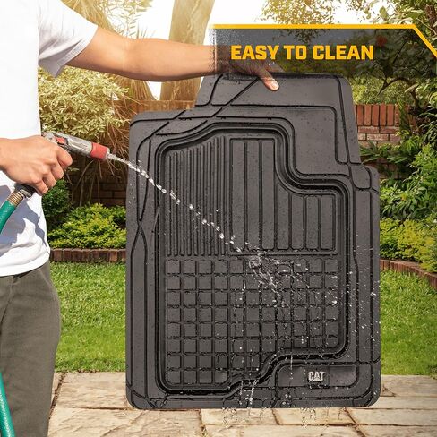 سجادات أرضية DuraShield XL للشاحنات من Cat® - سجادات أرضية شاحنة مطاطية مناسبة لجميع الأحوال الجوية مع دعامة مضادة للانزلاق، سجادات أرضية سيارة عالمية ملائمة للمركبات الكبيرة كاملة الحجم، سجادات أرضية سوداء للسيارات in Kuwait