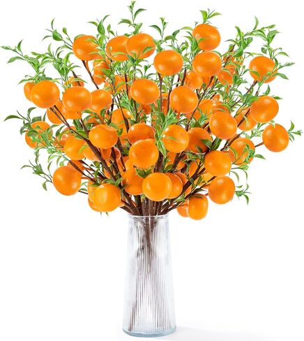 4Pcs Artificial Pomegranate Branches, Red Berry Stems Pomegranate, Orange Pomegranate Artificial Plants for Living Room Dorm Decor Christmas Farmhouse Vase Arrangement Centerpiece in Saudi Arabia