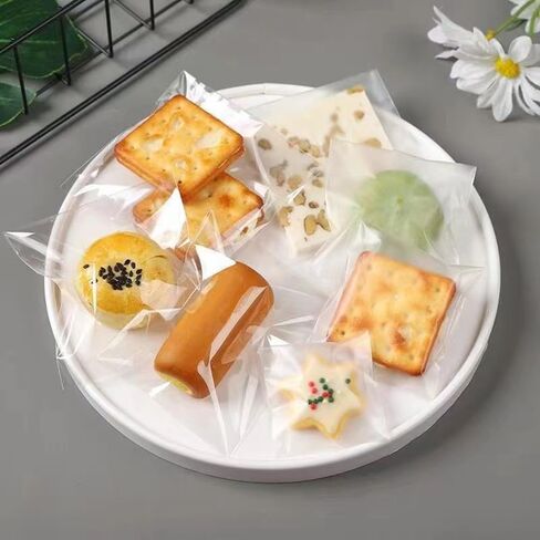 100 Pcs Frosted Semi-Transparent OPP Bags - Mini (4.7 x 4.7 inches) for Cookies, Chocolate, Candy, Desserts, Snack Packs, Bread, Gift Bags in Kuwait