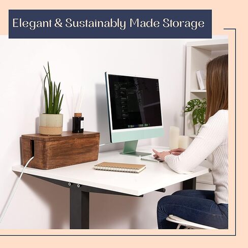 صندوق كبير لإدارة الكابلات - صندوق منظم الكابلات من خشب السنط وصندوق شريط الطاقة لإدارة الأسلاك الكهربائية - إخفاء سلك المكتب وإدارة كابلات الأرضية - تخزين الأسلاك وتنظيم الحبال in Kuwait