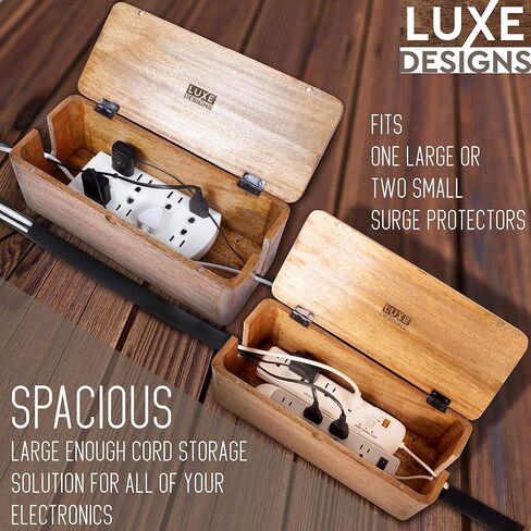 صندوق كبير لإدارة الكابلات - صندوق منظم الكابلات من خشب السنط وصندوق شريط الطاقة لإدارة الأسلاك الكهربائية - إخفاء سلك المكتب وإدارة كابلات الأرضية - تخزين الأسلاك وتنظيم الحبال in Kuwait