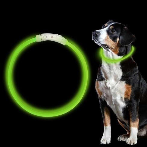 Light up Dog Collar, LED Dog Collar Waterproof Safety Light USB Rechargeable Light Up for Night Walking for Small Medium Large Dogs (Pink, M) in Saudi Arabia