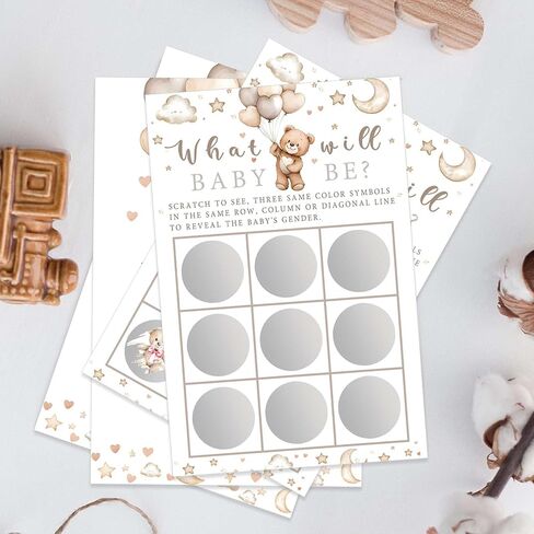 Its a Girl Bear Themed Gender Reveal Scratch Off Scratcher Lottery Tickets Cards Baby Girl Gender Announcement Cards Boy or Girl Baby Shower He or Sherry Game 25 Pack in Kuwait