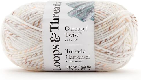 Carousel Twist Yarn by Loops & Threads - Yarn for Knitting, Crochet, Weaving, and Arts & Crafts - Biscuit, Acrylic, 5.3 oz in Saudi Arabia
