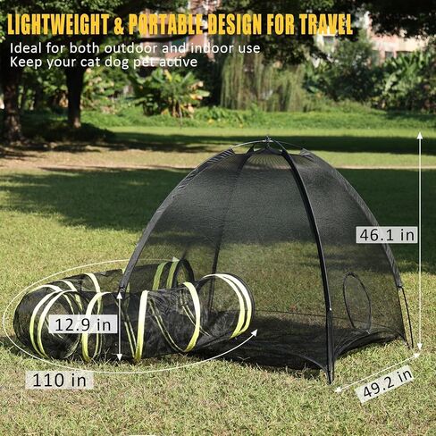 Outdoor Cat Enclosure with Circle Tunnel for Kitten Kitty Run - Portable Large Cat Playpen Tent Outdoor Indoor Pet Tent for Outside Small Animals in Saudi Arabia