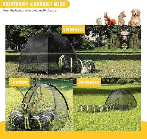 Outdoor Cat Enclosure with Circle Tunnel for Kitten Kitty Run - Portable Large Cat Playpen Tent Outdoor Indoor Pet Tent for Outside Small Animals in Saudi Arabia