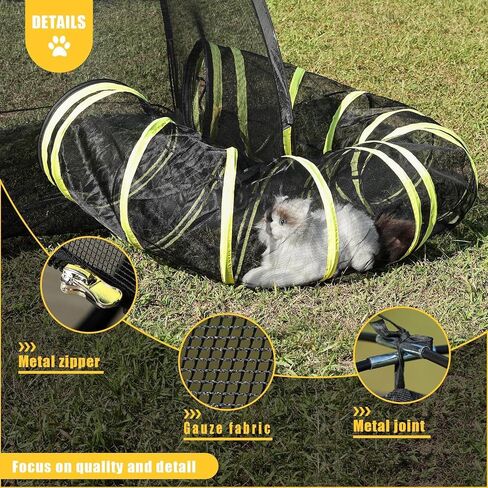Outdoor Cat Enclosure with Circle Tunnel for Kitten Kitty Run - Portable Large Cat Playpen Tent Outdoor Indoor Pet Tent for Outside Small Animals in Saudi Arabia