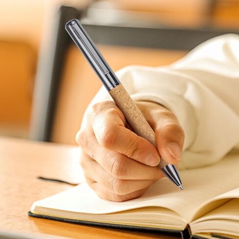 Yunchun 2PCS القمح القمح الأقلام ، أقلام الفلين مع قبضة مريحة ، أقلام فاخرة للرجال ، أقلام نقطة نقطة متوسطة مع عبوات إضافية ، أقلام الحبر الأسود التنفيذي ، الأقلام المعاد تدويرها القابلة للسحب ، رمادي معدني in Kuwait