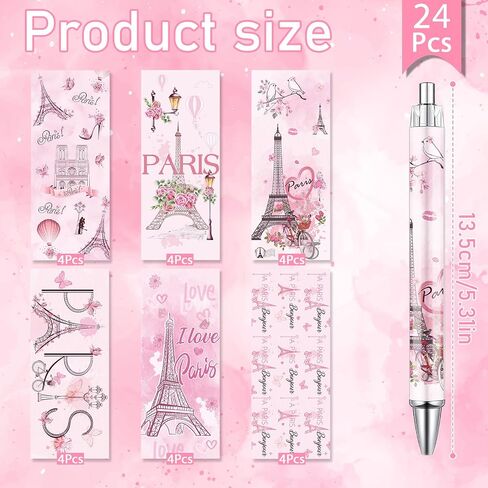مجموعة Paris Ballpoint Pens - 24 PCS Eiffel Tower Pens City City Travelirs Gift French Paris Smooth Write Ballpoor Ballk for Women Girls Traveler Office School School Setch in Saudi Arabia