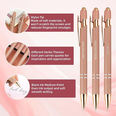 YUNCHUN 3PCS Fancy Ballpoint Pen Sets for Women, Cute Ball Pens with The Boss Lady Words, Best Pen Gift Set for Women, Pretty Black Ink Pens, Elegant Nice Writing Professional Pens for Women, Pink in Saudi Arabia