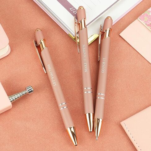 YUNCHUN 3PCS Fancy Ballpoint Pen Sets for Women, Cute Ball Pens with The Boss Lady Words, Best Pen Gift Set for Women, Pretty Black Ink Pens, Elegant Nice Writing Professional Pens for Women, Pink in Saudi Arabia