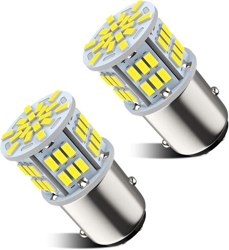 Safego 1157 BAY15D LED لمبة 2 قطعة 6000K 5W سيارة عكس الخلفية بدوره إشارة ضوء وقوف السيارات 54SMD 3014 P21W مصباح أبيض 12V غير canbus، 1 سنة الضمان in Kuwait