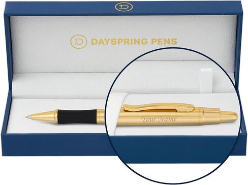 Dayspring Pens Personalized Monroe Gold Ballpoint Pen | مخصص محفور 18K قلم مطلي بالذهب | مثالي للتخرج والترقيات وهدايا الشركات وأعياد الميلاد | نقطة متوسطة in Kuwait
