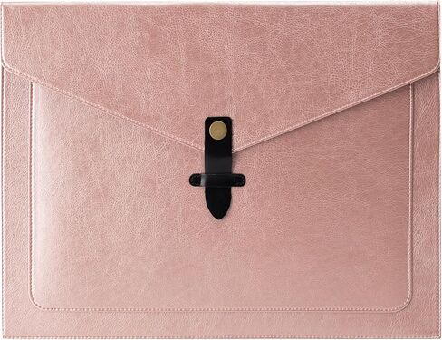 Pink PU Leather File Folder, Snap Closure File Organizer, Important Document Folder with Pockets, Document Organizer, Laptop Sleeve Notebook Case, A4 Envelopes Filing Folder in Kuwait