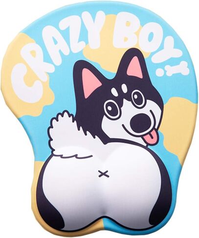 Puppy Dog 3D Mouse Pad Big Butt Pet Mouse Mat with Wrist Rest Corgi in Kuwait