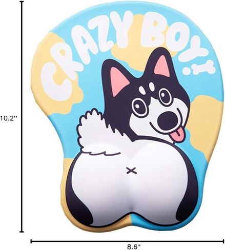 Puppy Dog 3D Mouse Pad Big Butt Pet Mouse Mat with Wrist Rest Corgi in Kuwait