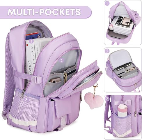 Backpack For School Women College Middle High Teen Girls Student Bookbag Waterproof Laptop Bag Plaid Blue in Saudi Arabia