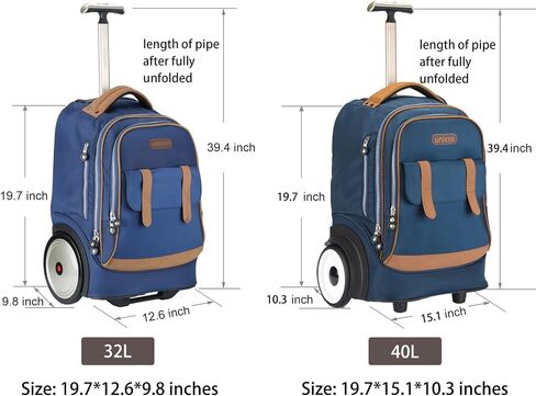 UNIKER Rolling Laptop Bag for 15.6 Inch Laptop,Roller Bag,Backpack with Wheels,20 Inch Wheeled Computer Bag,T5- Blue in Saudi Arabia