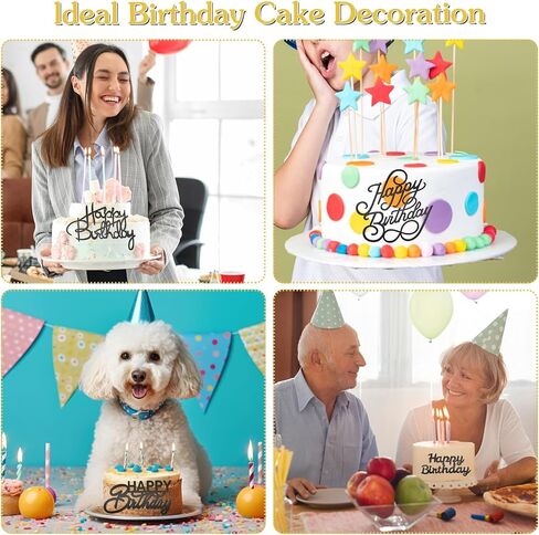 6 PCS Happy Birthday Side Cake Toppers Pink Mirror Side Cake Toppers DIY Acrylic Glitter Cake Inserts Celebration Birthday Party Event Cupcake Decorations (Rose Gold) in Saudi Arabia