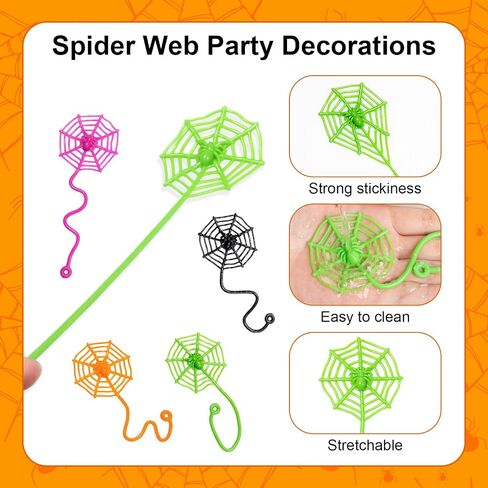 HLARTNET 26Pcs Sticky Spider Web Hand Party Favors, Spider Toys Bulk for Kids Boys, Gifts for Birthday Halloween Goodie Bag Filler or Classroom Prizes in Saudi Arabia