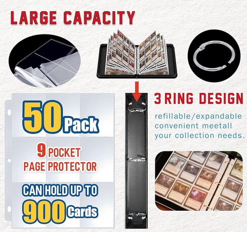 Card Binder 4 Pocket مع 50 من الأكمام القابلة للإزالة ، و 400 حامل تخزين لبطاقات اللعبة ، و TCG ، وبطاقات رياضية ، وهدايا مجموعة Card Card Collect in Kuwait