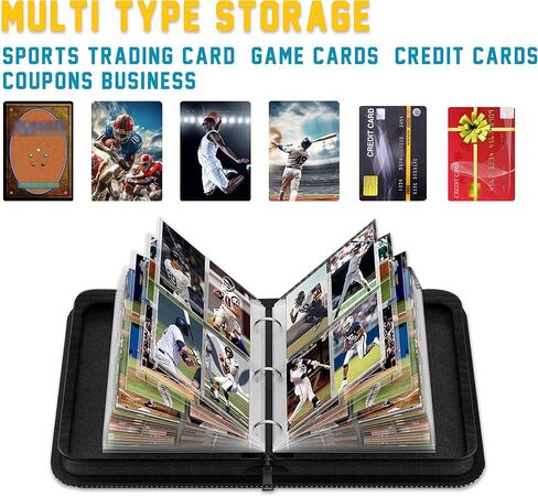 Card Binder 4 Pocket with 50 Removable Sleeves, 400 Cards Storage Holder for Game Cards, TCG, Sports Cards, Trading Card Binder Collection Gifts for Boys and Girls, Dragon Design Card Binder Album in Kuwait