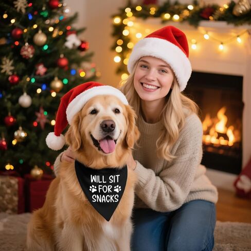 Will Sit for Snacks Black Dog Bandana, Puppy Scarf Accessory Photo Prop for Dogs Lover, Funny Quotes Birthday Puppy Scarf Accessory, Mother's Day Birthday for Dog Mom Dad in Saudi Arabia