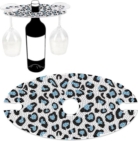 DIY 5D Diamond Painting Wine Holder with Floral Design – Acrylic Wine Rack for One Bottle and Two Glasses, 5D Rhinestone Art Wine Caddy for Table Decor, Chic Decorative Gift for Home, Entertaining in Kuwait