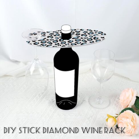 DIY 5D Diamond Painting Wine Holder with Floral Design – Acrylic Wine Rack for One Bottle and Two Glasses, 5D Rhinestone Art Wine Caddy for Table Decor, Chic Decorative Gift for Home, Entertaining in Kuwait