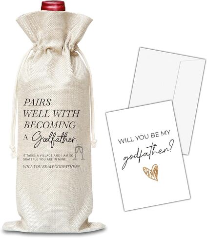 OICPYD Godfather Proposal Gifts, Godfather Wine Bag, Will You Be My Godfather Gifts, God Father's Proposal Gifts, Baptism Decorations, 1 Pc Wine Bag With Greeting Card (G22) in Saudi Arabia