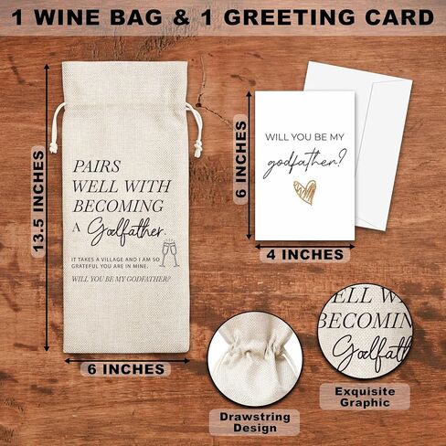 OICPYD Godfather Proposal Gifts, Godfather Wine Bag, Will You Be My Godfather Gifts, God Father's Proposal Gifts, Baptism Decorations, 1 Pc Wine Bag With Greeting Card (G22) in Saudi Arabia