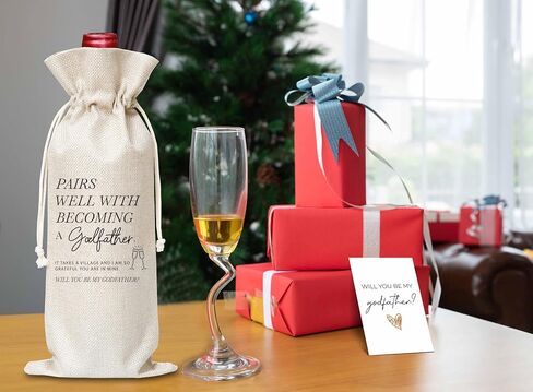 OICPYD Godfather Proposal Gifts, Godfather Wine Bag, Will You Be My Godfather Gifts, God Father's Proposal Gifts, Baptism Decorations, 1 Pc Wine Bag With Greeting Card (G22) in Saudi Arabia