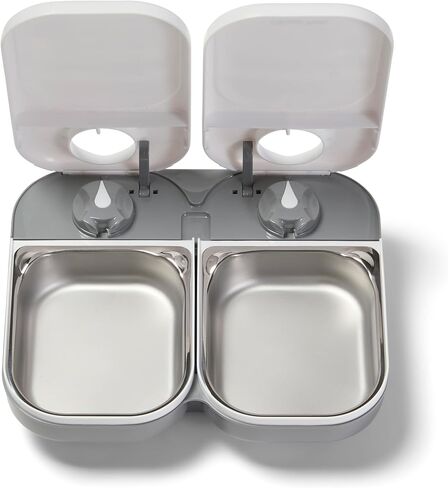 وحدة تغذية الحيوانات الأليفة الأوتوماتيكية المكونة من وجبتين مع إدراجات وعاء من الفولاذ المقاوم للصدأ (C200) in Kuwait