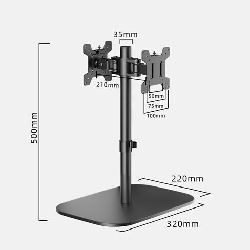 Monitor Stand Dual-Screen Back-to-Back Cantilever Base one-to-Two Computer Desktop Mobile Lifting and Heightening Two-in-one(Square Base 50cm Column) in Saudi Arabia